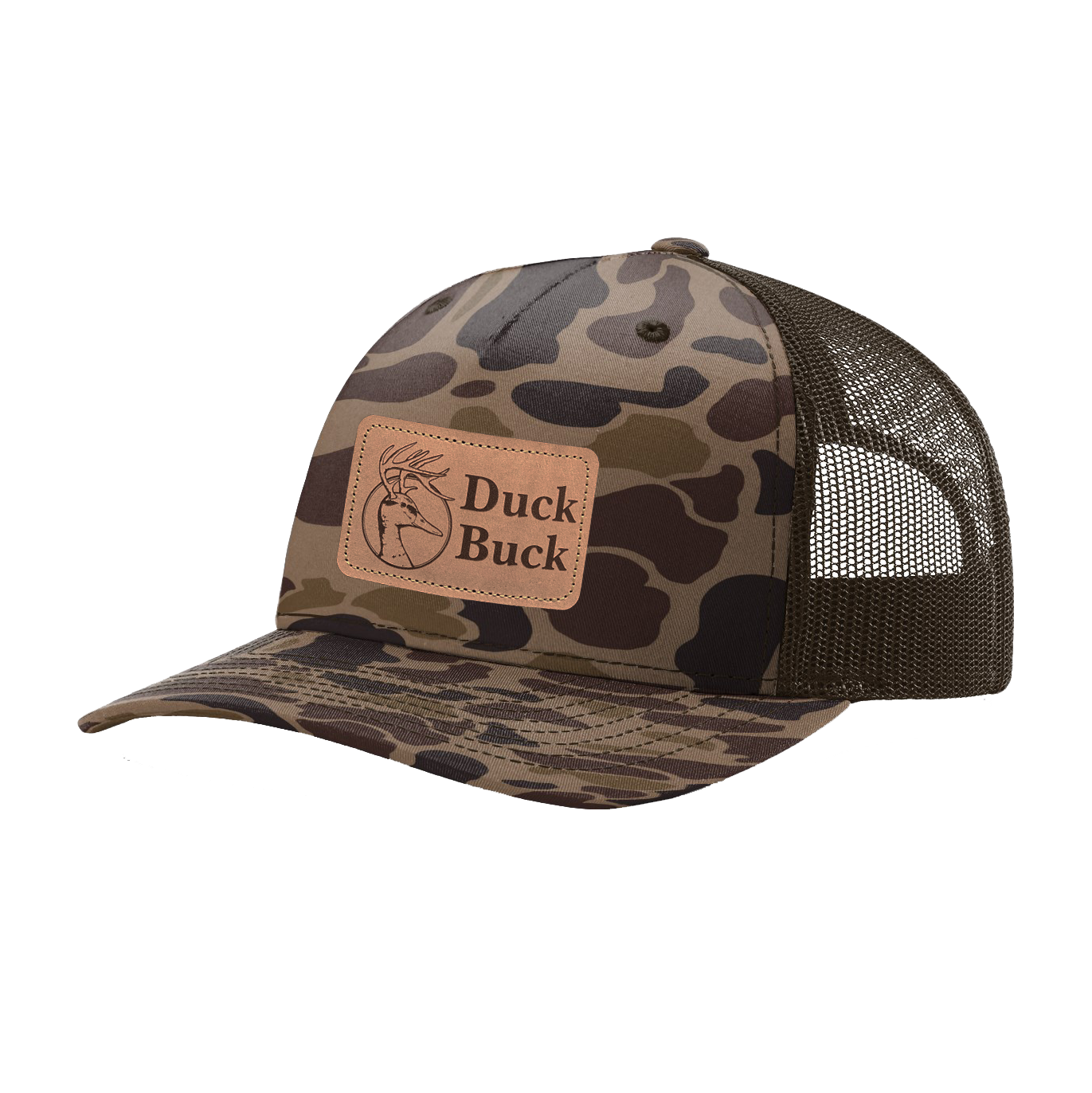 Brown Duck Camo Leather Patch Hat