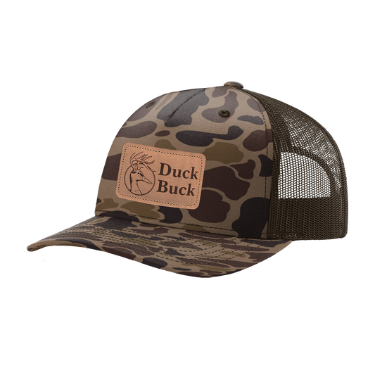 Brown Duck Camo Leather Patch Hat